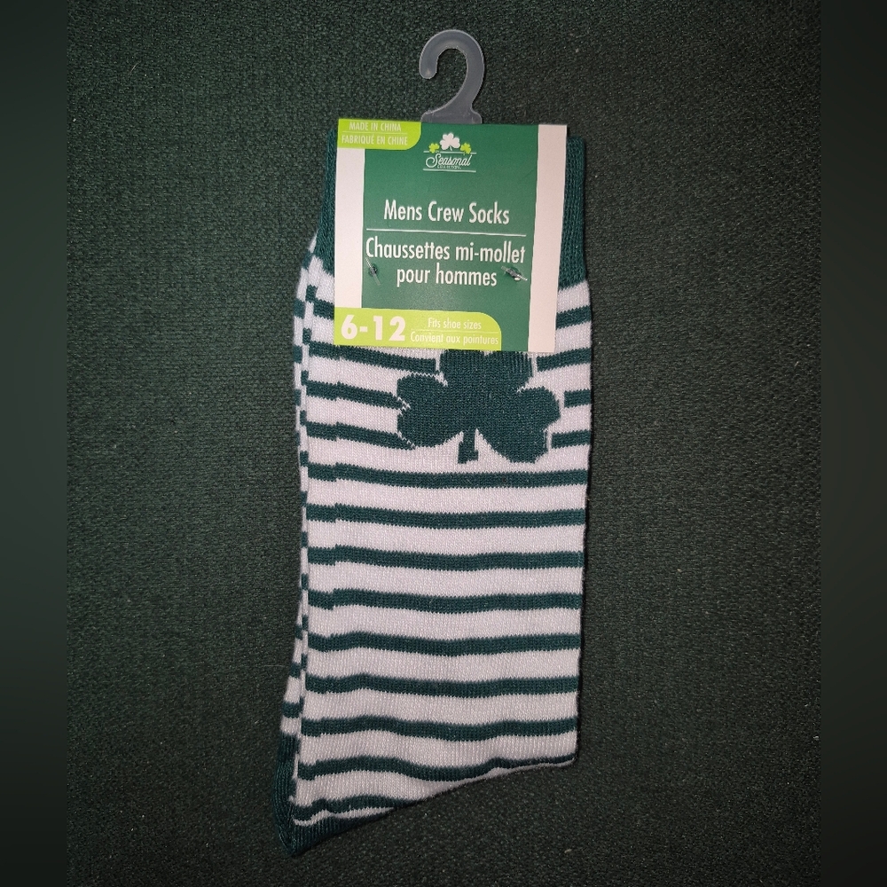 Striped Shamrock Mens Crew Socks